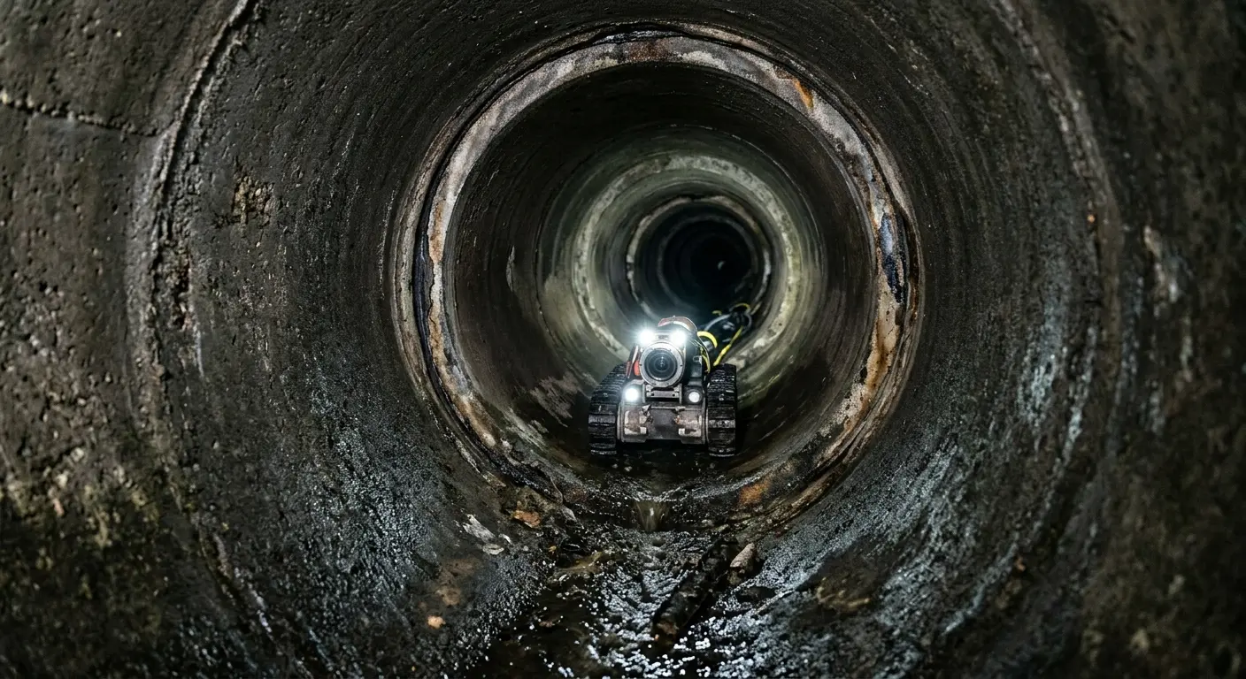 Robotic sewer camera inspecting pipe interior for Sewer Line Cleaning in Kyle